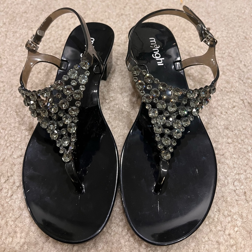 Menghi Rhinestone Sandal Heels